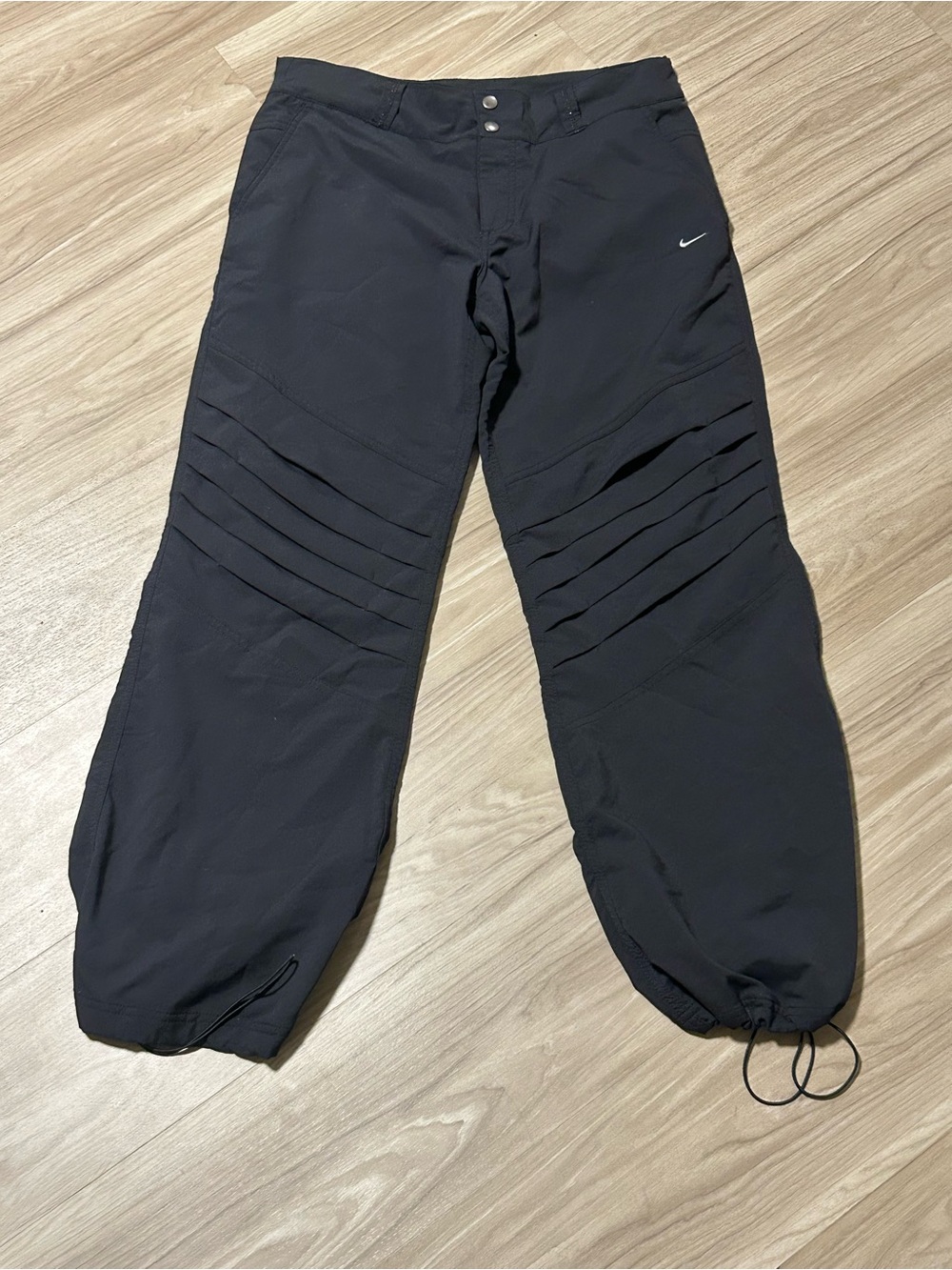 Rare VTG 90s Nike Pleated Knee Parachute Pants Techwear Black M